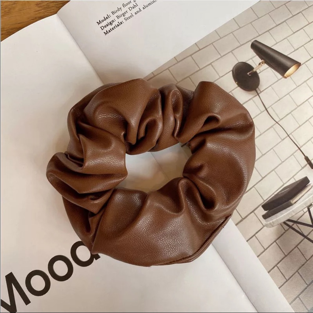 Faux leather scrunchie